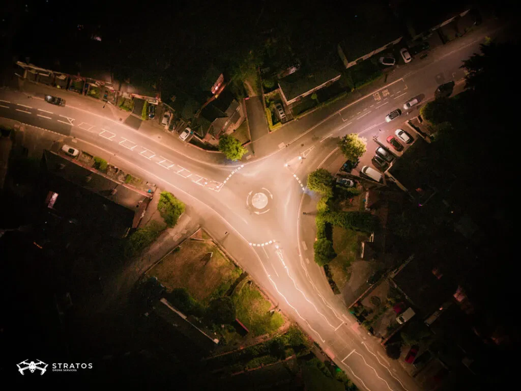 Traffic island drone photo